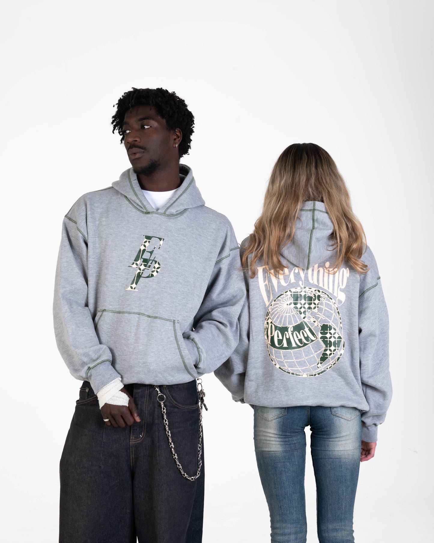 GREY PERFECT WORLD HOODIE