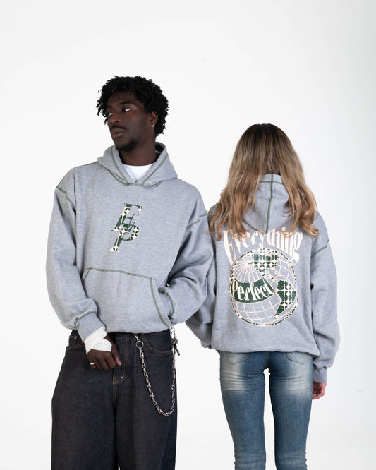 GREY PERFECT WORLD HOODIE